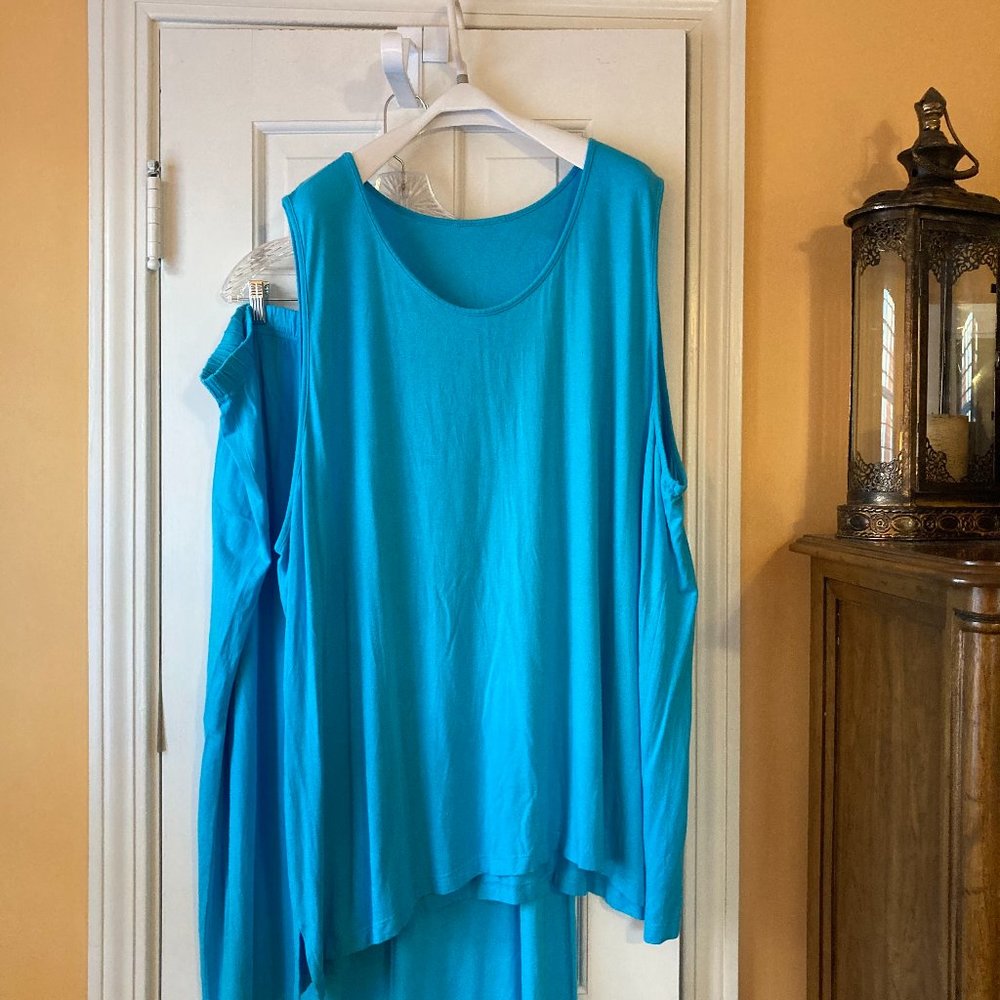 2-Piece Ulla Popken Turquoise Top and Skirt Set